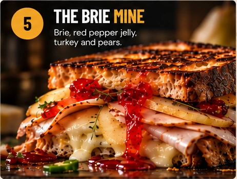 Gourmet grilled cheese sandwich, brie mine